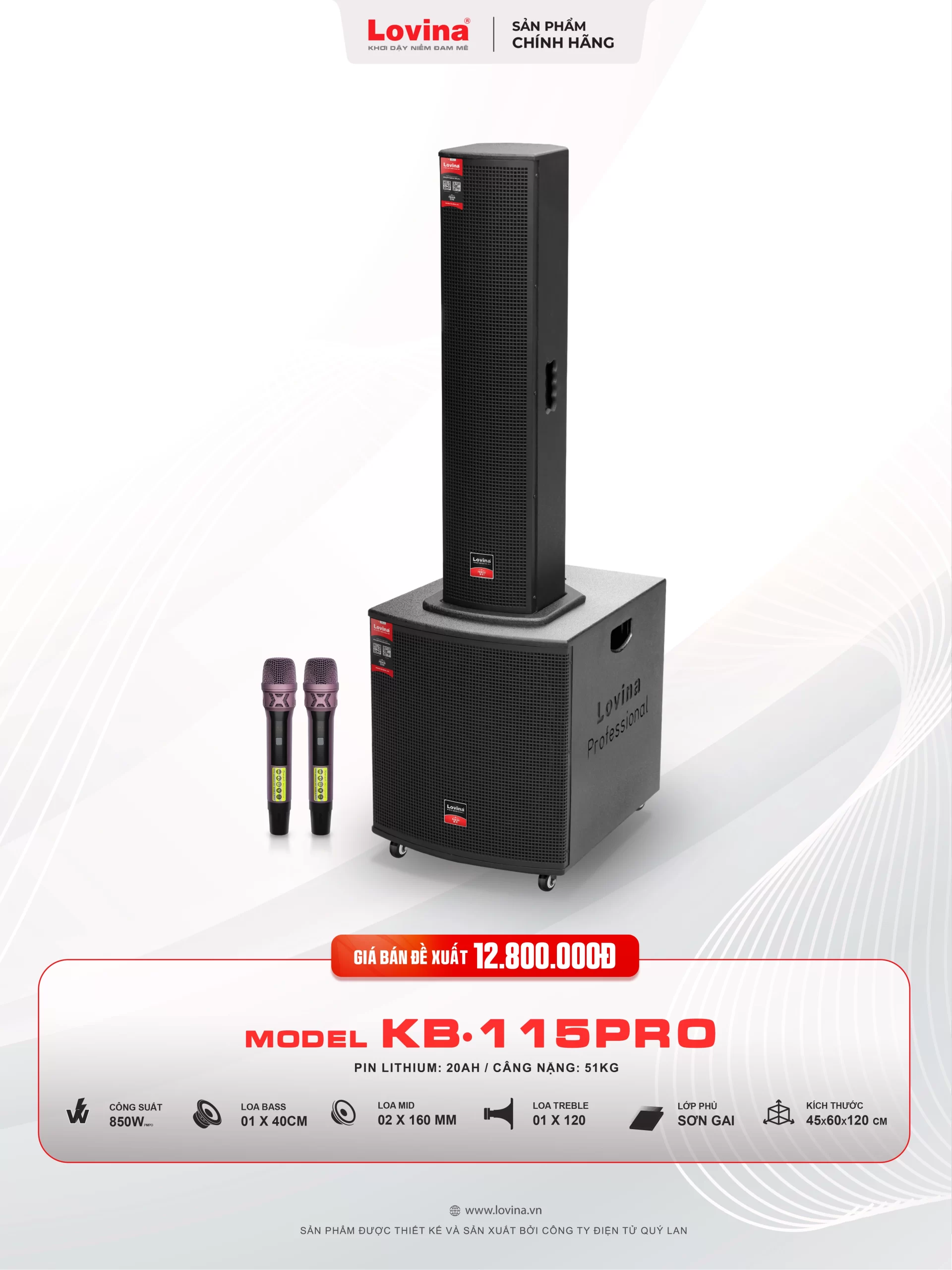 Loa sự kiện Lovina KB-115PRO Bass 40cm 8 Lovina | Loa kéo, Loa karaoke, Âm thanh chính hãng KB 115PRO 2026 scaled Lovina | Loa kéo, Loa karaoke, Âm thanh chính hãng