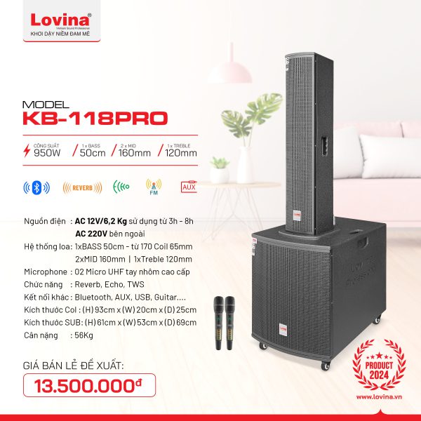 KB 118Pro 1 scaled Lovina | Loa kéo, Loa karaoke, Âm thanh chính hãng