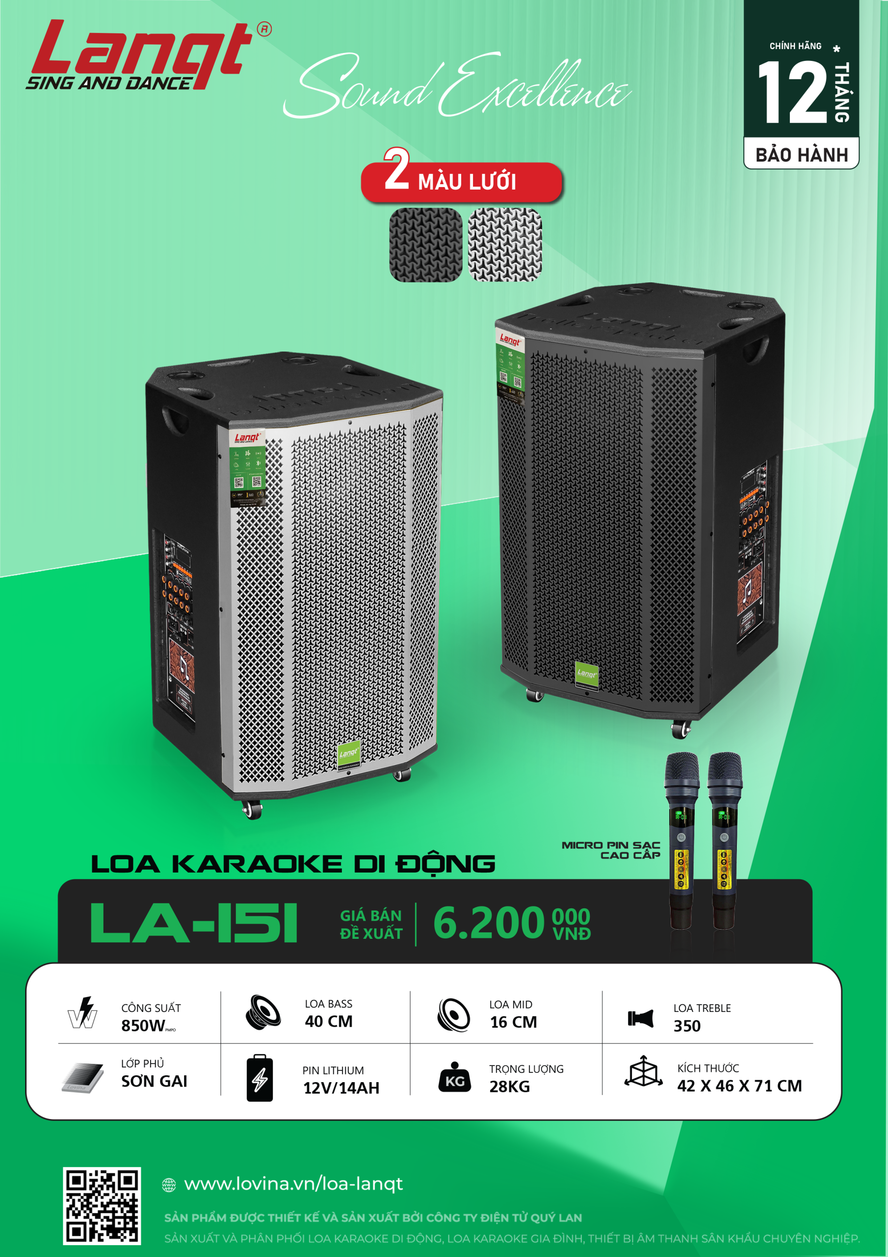 Loa kéo Lanqt LA-151 Bass 40cm 4 Lovina | Loa kéo, Loa karaoke, Âm thanh chính hãng LA151 MOI scaled Lovina | Loa kéo, Loa karaoke, Âm thanh chính hãng