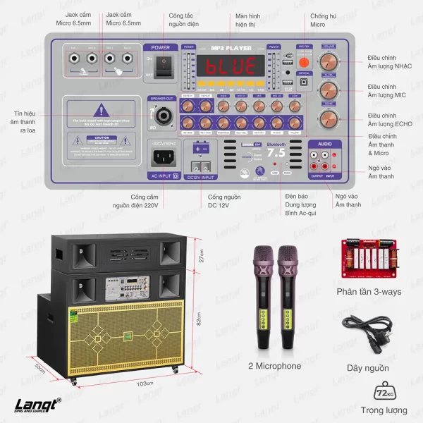 Loa kéo gập 5 tấc đôi Lanqt LA21806 | HDSD