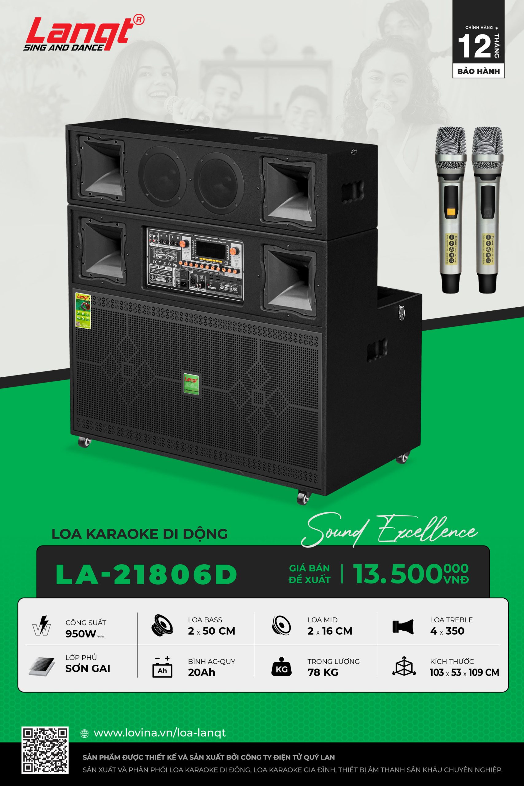 Lanqt LA21806 D scaled Lovina | Loa kéo, Loa karaoke, Âm thanh chính hãng