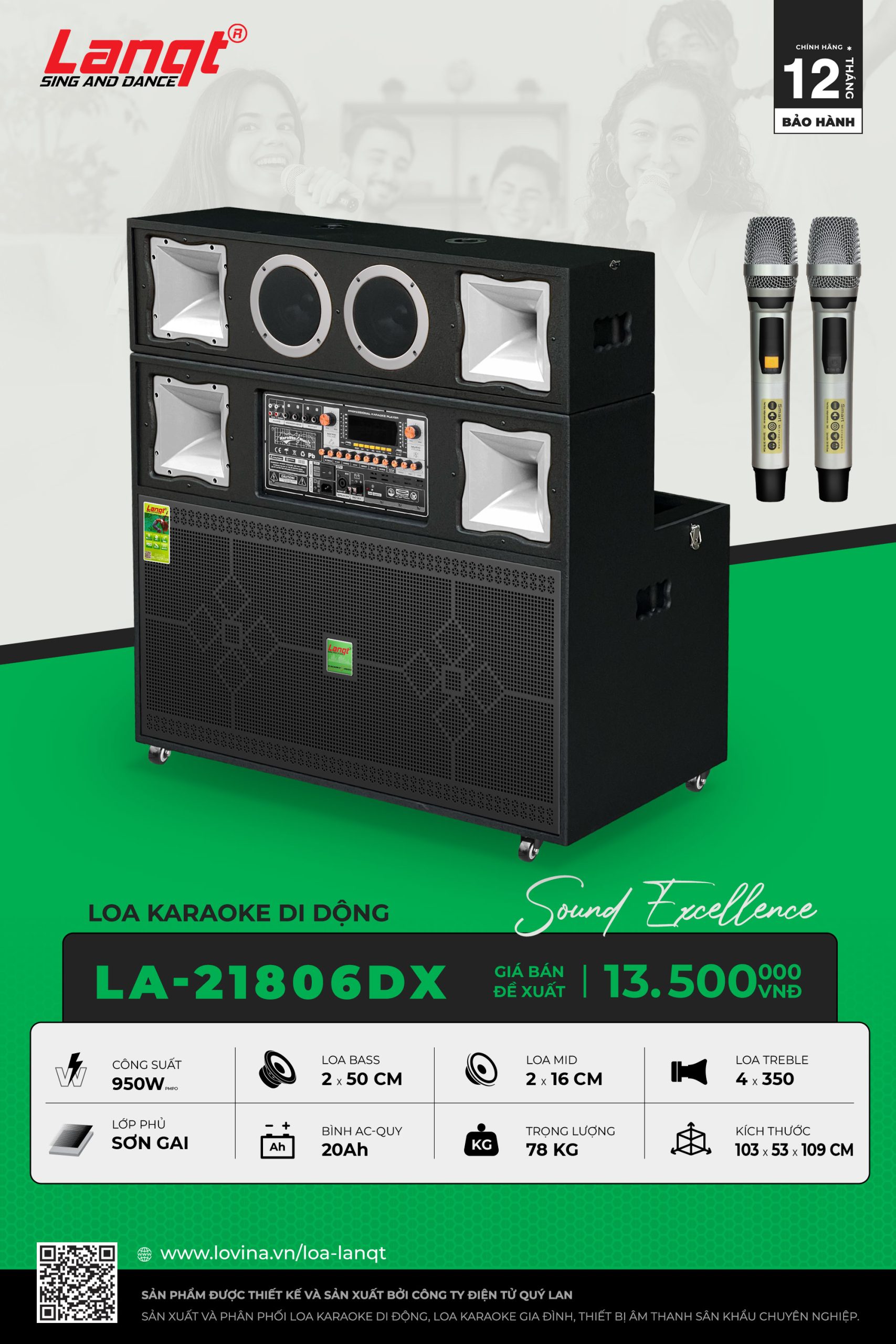 Lanqt LA21806 DX scaled Lovina | Loa kéo, Loa karaoke, Âm thanh chính hãng