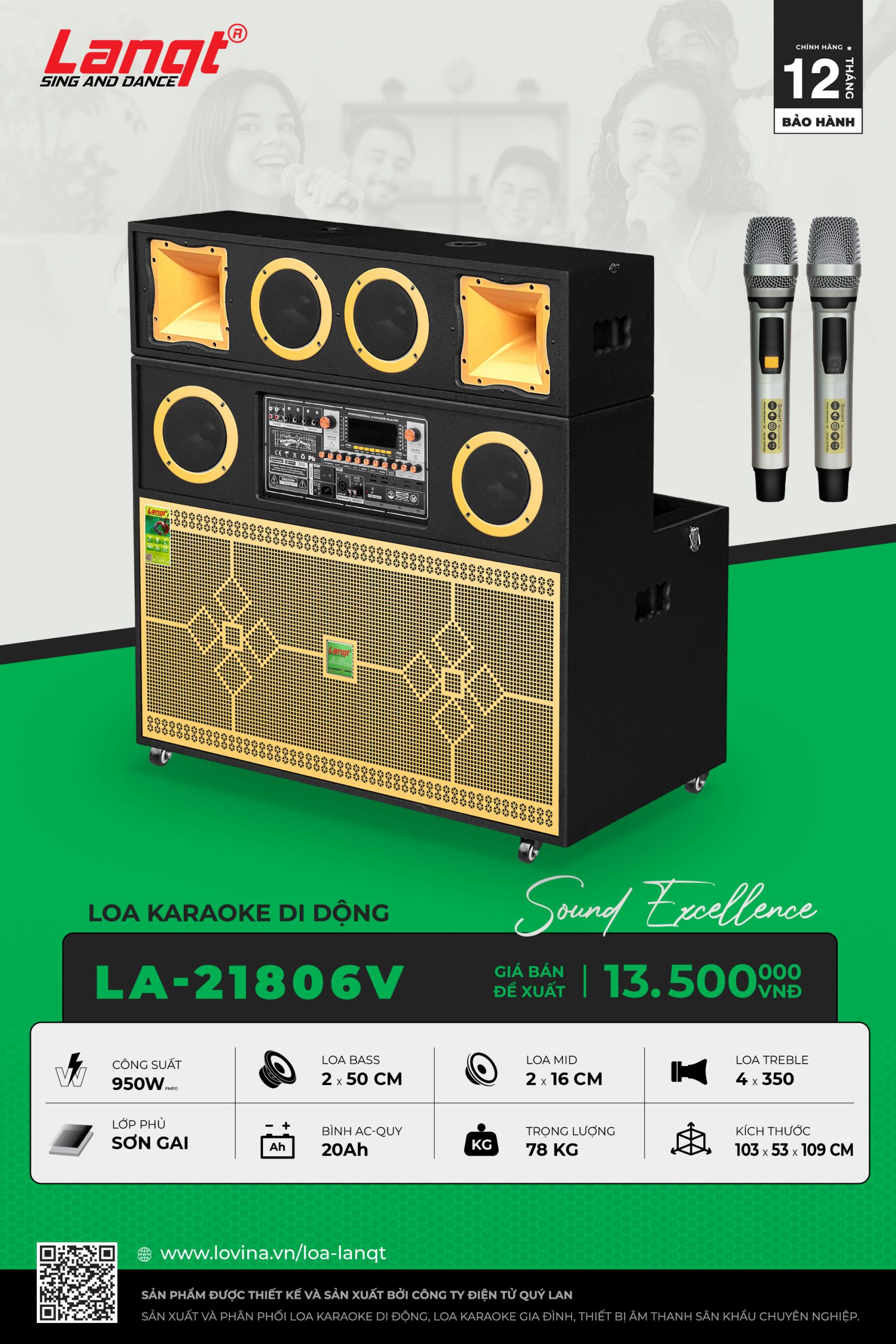 Lanqt LA21806 V scaled Lovina | Loa kéo, Loa karaoke, Âm thanh chính hãng
