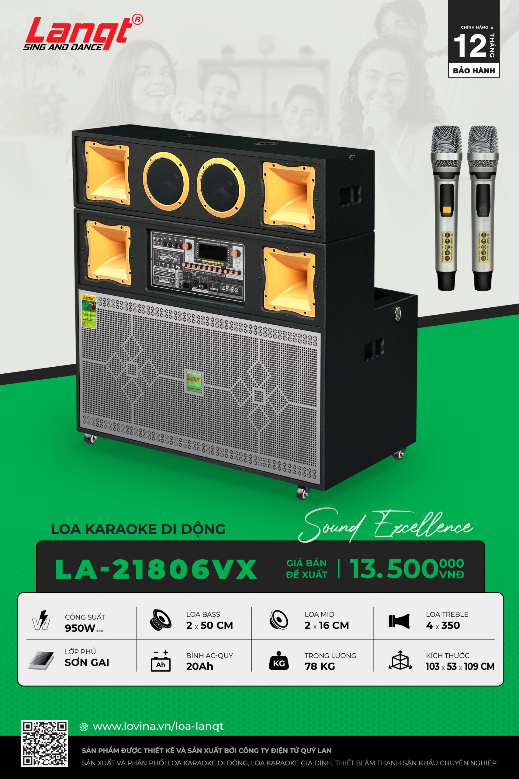 Lanqt LA21806 VX scaled Lovina | Loa kéo, Loa karaoke, Âm thanh chính hãng