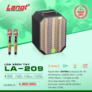 Loa xách tay Lanqt LA-209 Bass đôi 20cm