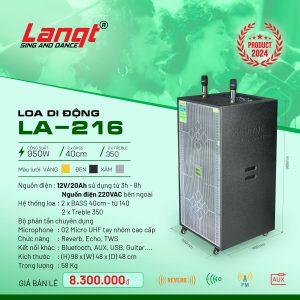 Loa kéo Lanqt LA-216 Bass đôi 40cm