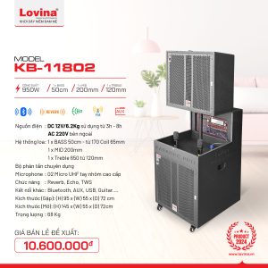 Loa sự kiện Lovina KB-11802 bass 50cm | Thông tin chi tiết