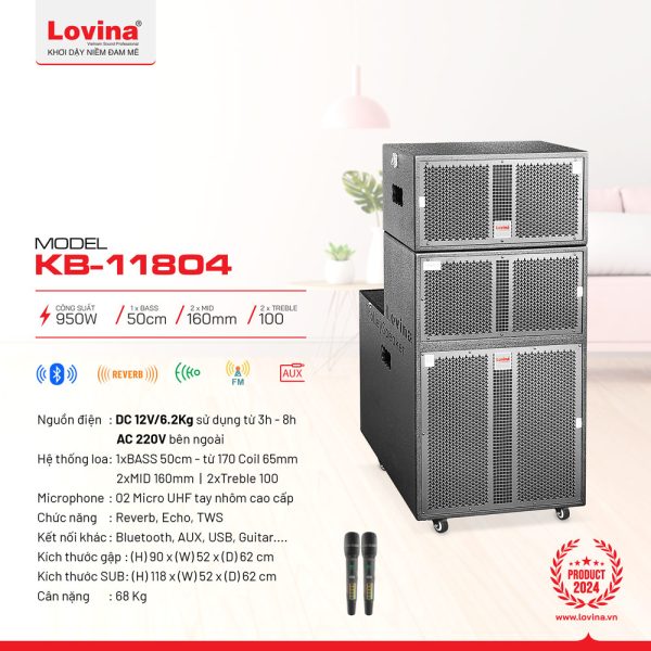 Loa sự kiện Lovina KB-11804 bass 50cm | Thông tin chi tiết