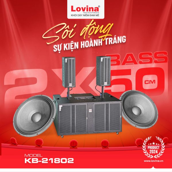 Loa sự kiện Lovina KB-21802 bass đôi 50cm | Bass đôi 50cm