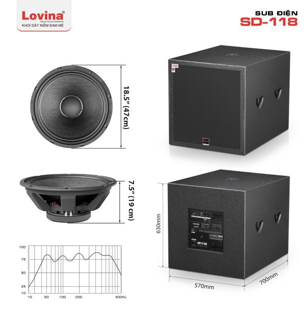 Loa SUB điện Lovina SD-118 | Thông tin loa Bass