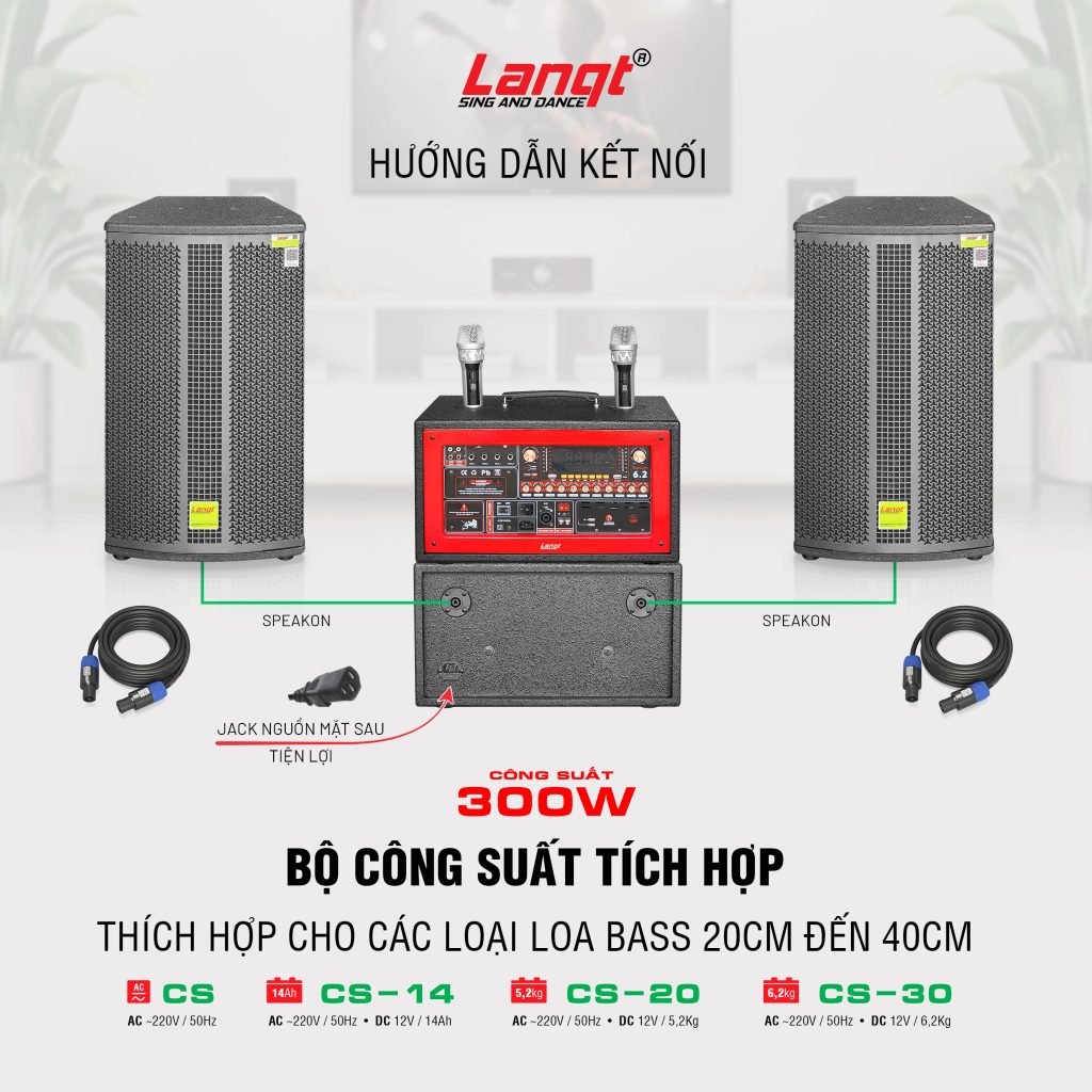 Bộ công suất tích hợp Lanqt CS 300W | thích hợp các loại loa bass 20cm - 40cm