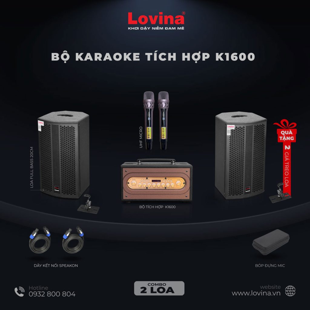 K1600 combo2 Lovina | Loa kéo, Loa karaoke, Âm thanh chính hãng