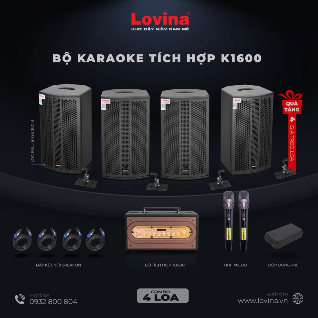 K1600 combo4 Lovina | Loa kéo, Loa karaoke, Âm thanh chính hãng