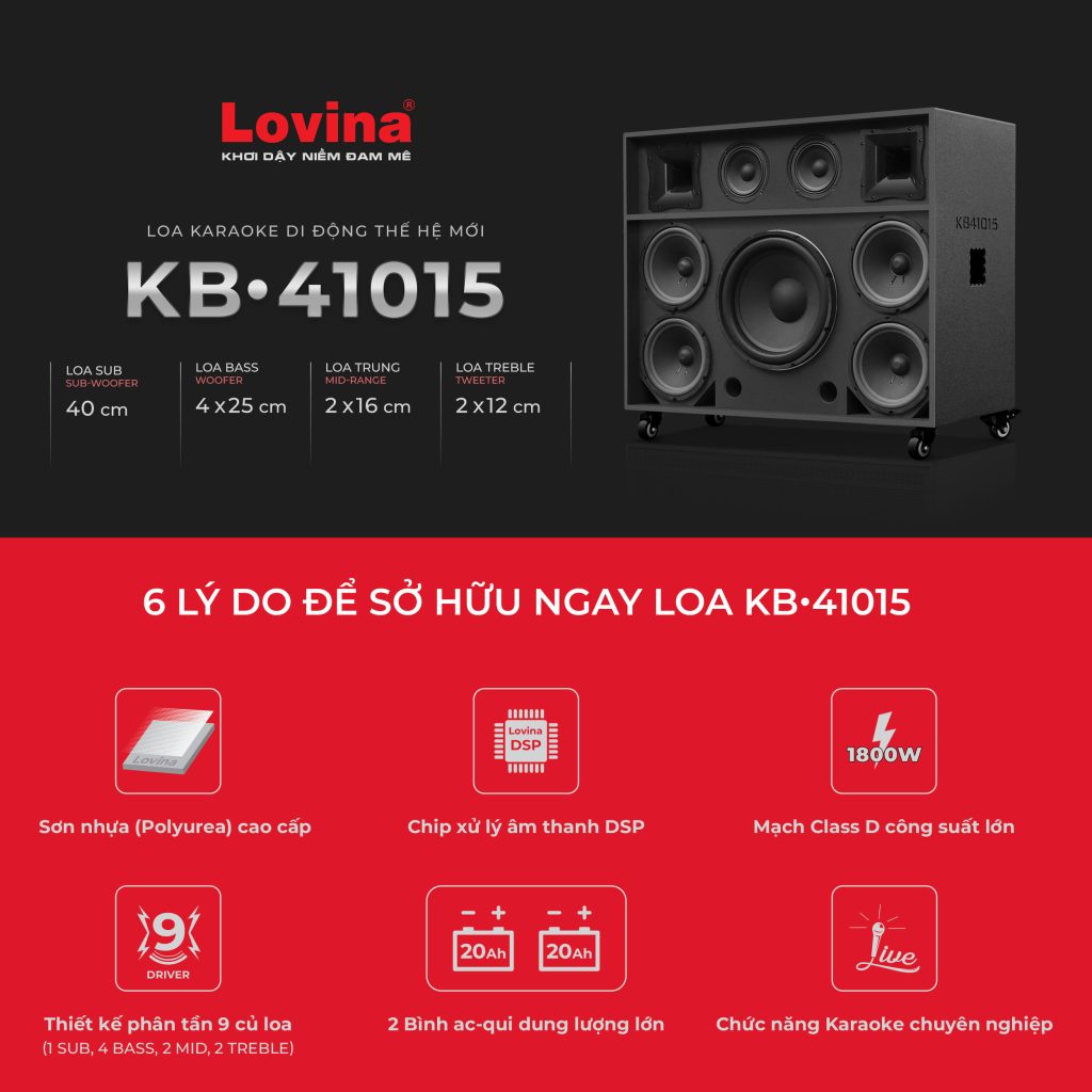 Loa karaoke di động Lovina KB-41015 | 6 lý do nên mua ngay loa kéo lovina