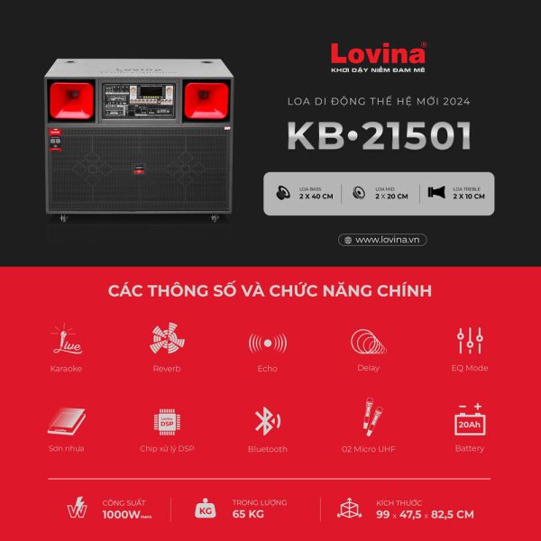 Loa kéo sơn nhựa Lovina KB-21501 | Các thông số và chức năng chính