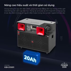 Loa karaoke thế hệ mới Lovina KB-21501 | Bình acquy 20Ah