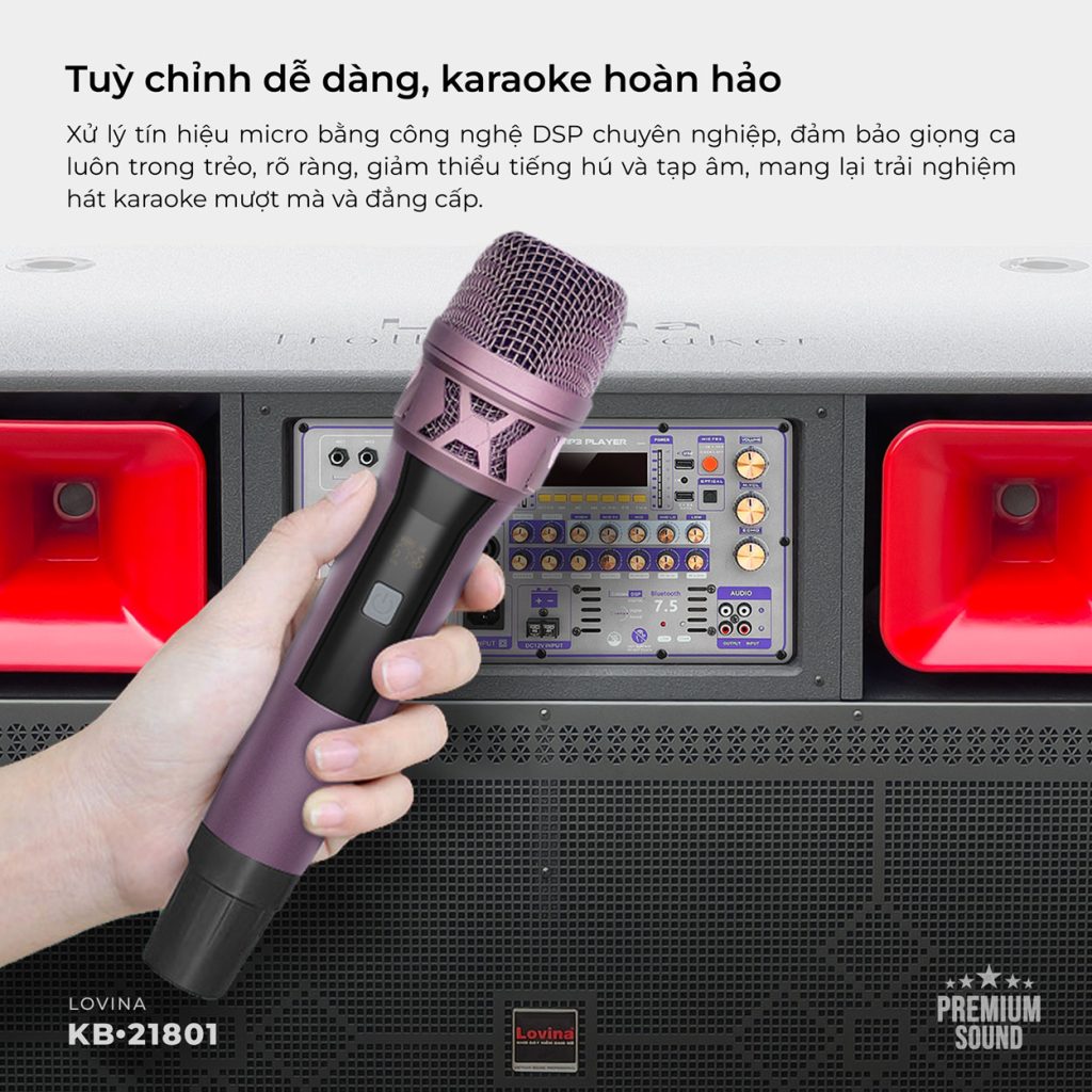 Loa karaoke thế hệ mới Lovina KB-21801 | Micro UHF chuyên nghiệp