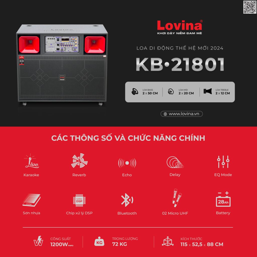 Loa karaoke thế hệ mới Lovina KB-21801 | Chức năng hiện đại