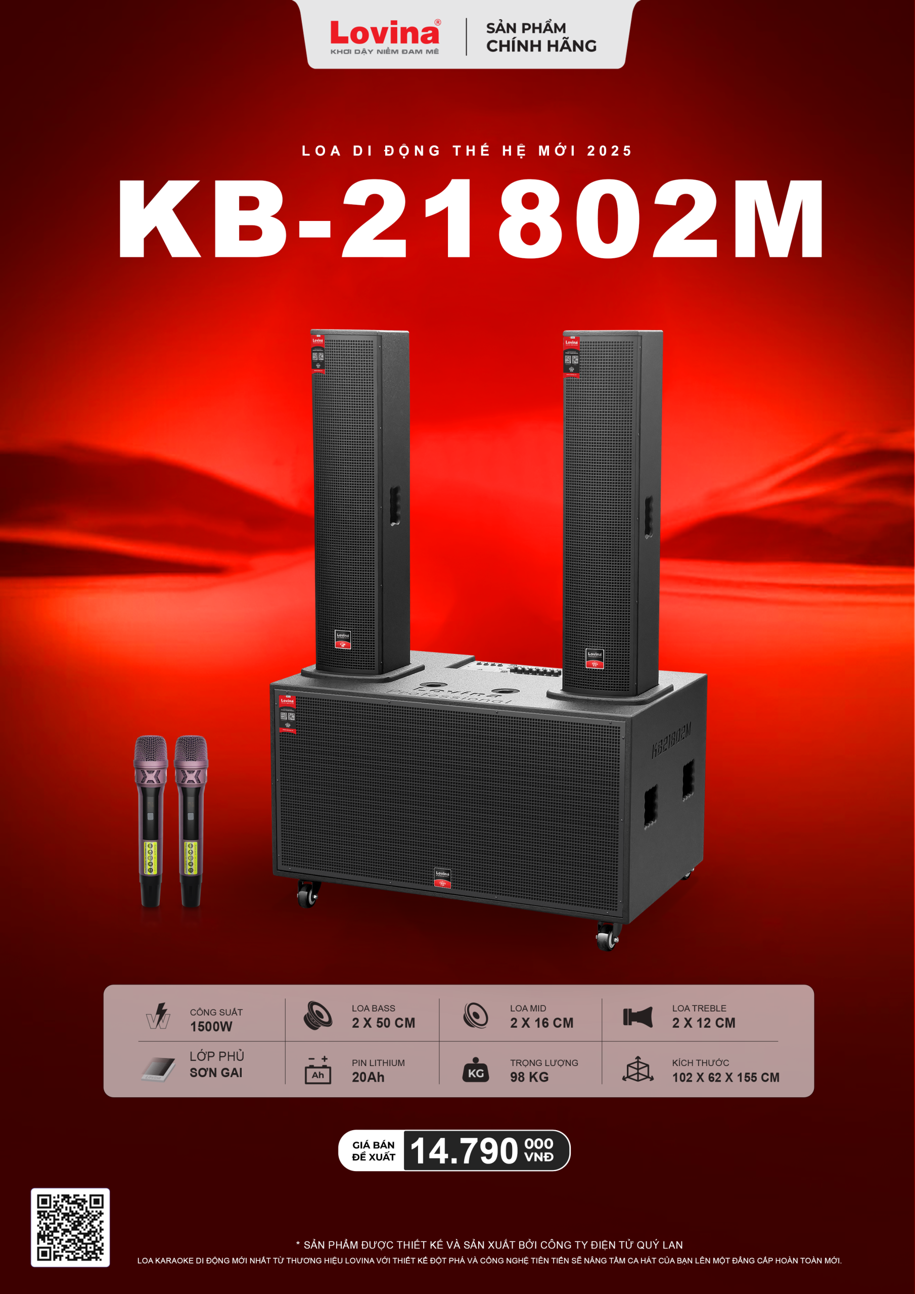 Loa karaoke di động Lovina KB-21802M 7 Lovina | Loa kéo, Loa karaoke, Âm thanh chính hãng KB 21802M MOI scaled Lovina | Loa kéo, Loa karaoke, Âm thanh chính hãng