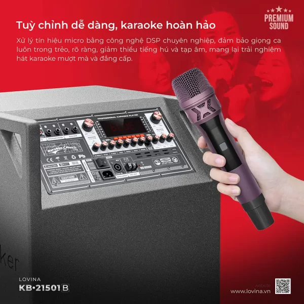 Loa karaoke di động Lovina KB-21501B | Tuỳ chỉnh dễ dàng - Karaoke hoàn hảo