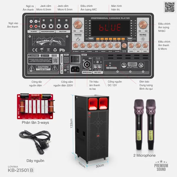 Loa karaoke di động Lovina KB-21501B | HDSD Bảng mạch