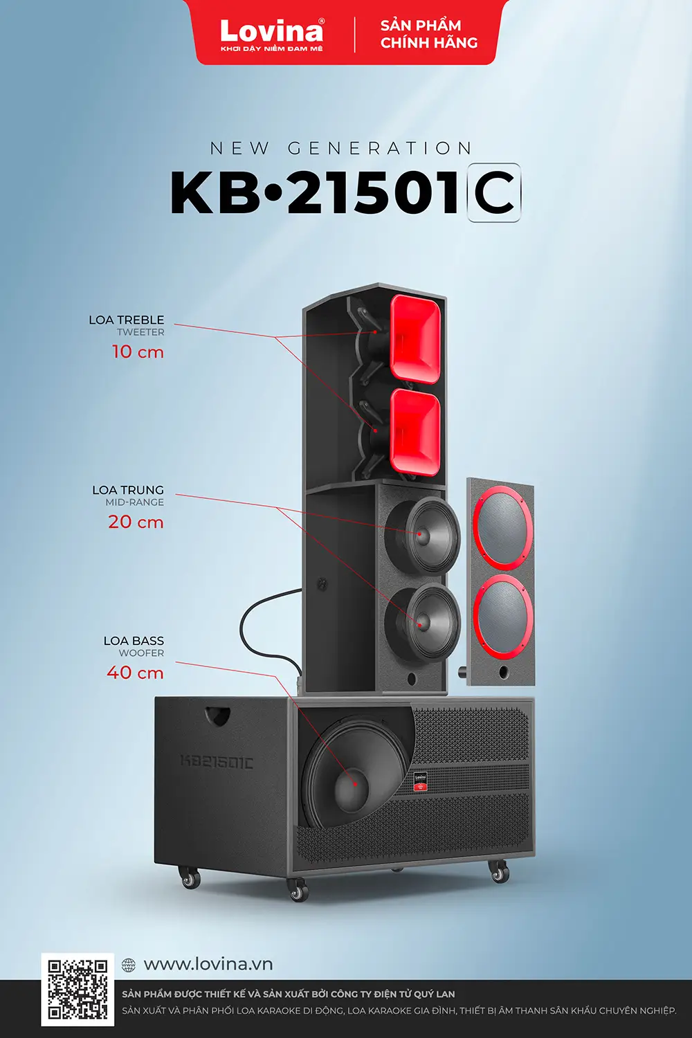 Loa karaoke di động Lovina KB-21501C | cấu hình loa