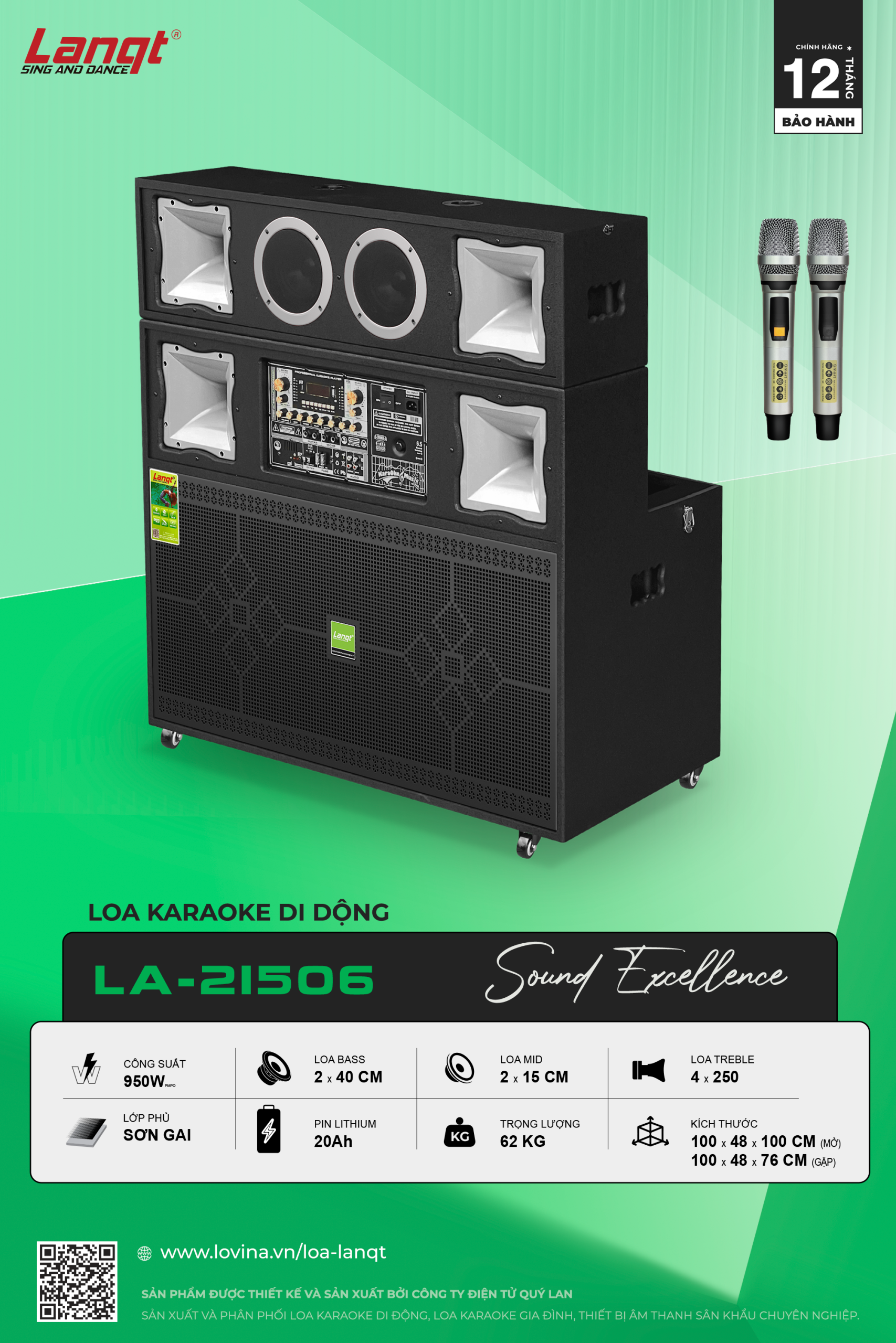 Lanqt LA21506 scaled Lovina | Loa kéo, Loa karaoke, Âm thanh chính hãng