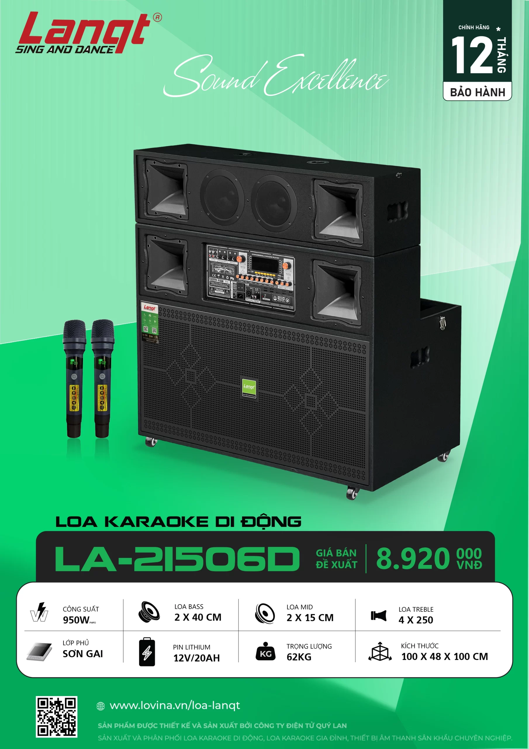 Loa kéo Lanqt LA-21506 Bass đôi 40cm 4 Lovina | Loa kéo, Loa karaoke, Âm thanh chính hãng Lanqt LA21506D scaled Lovina | Loa kéo, Loa karaoke, Âm thanh chính hãng