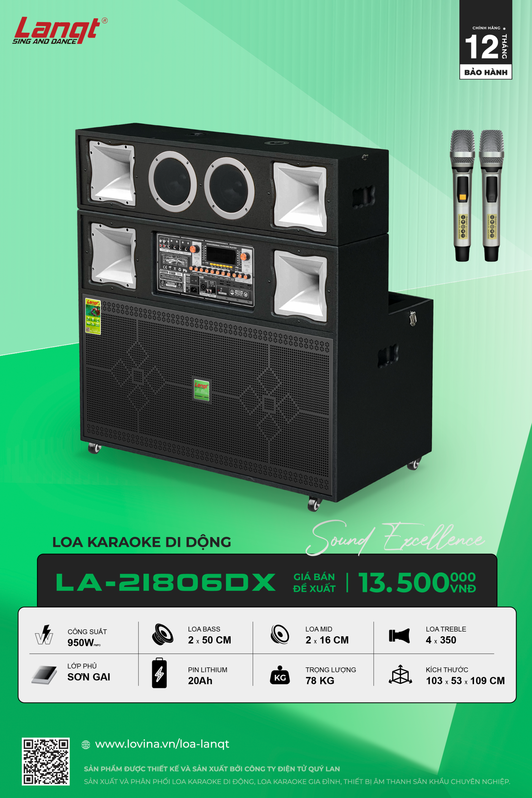 Lanqt LA21806 DX scaled Lovina | Loa kéo, Loa karaoke, Âm thanh chính hãng