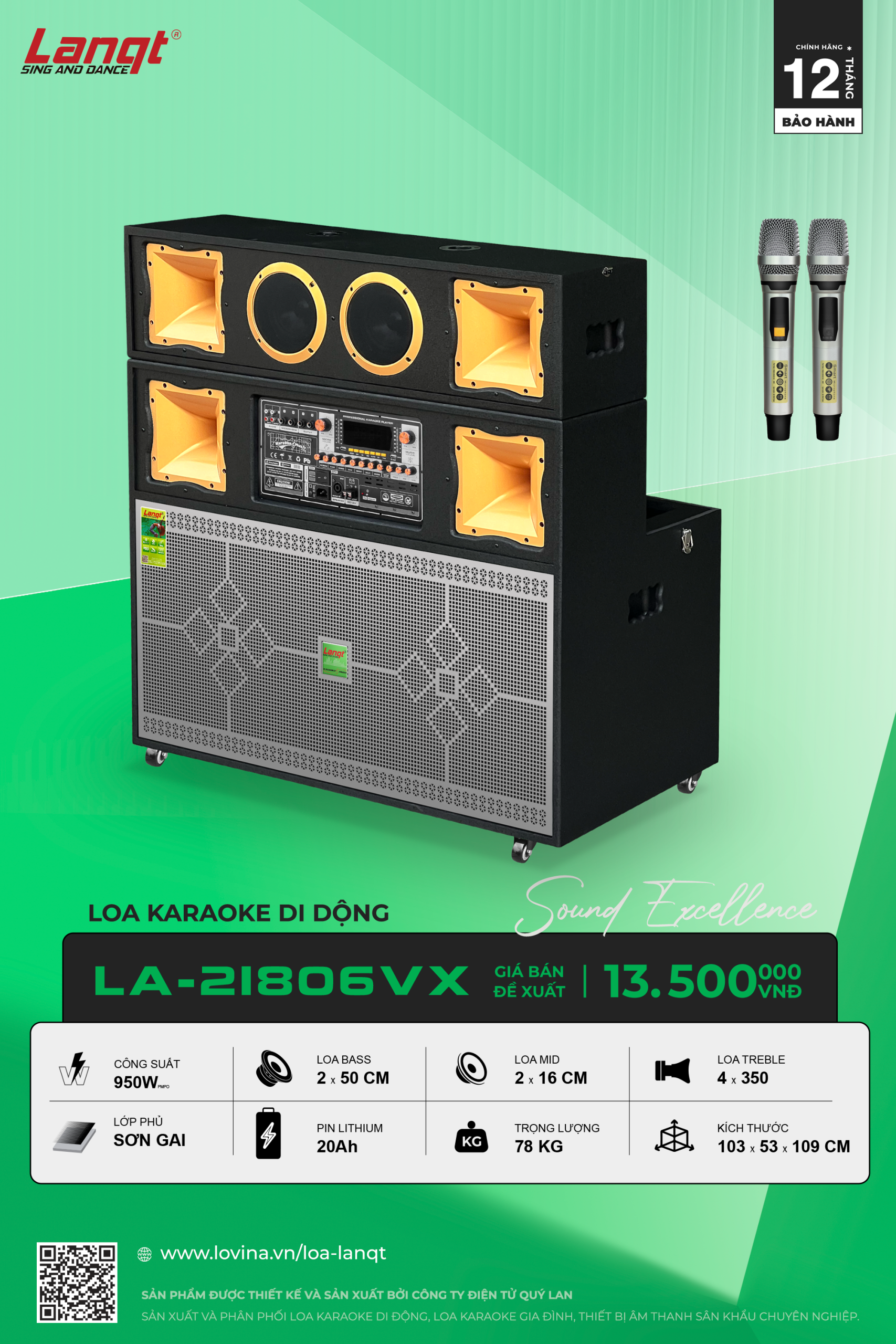 Lanqt LA21806 VX scaled Lovina | Loa kéo, Loa karaoke, Âm thanh chính hãng