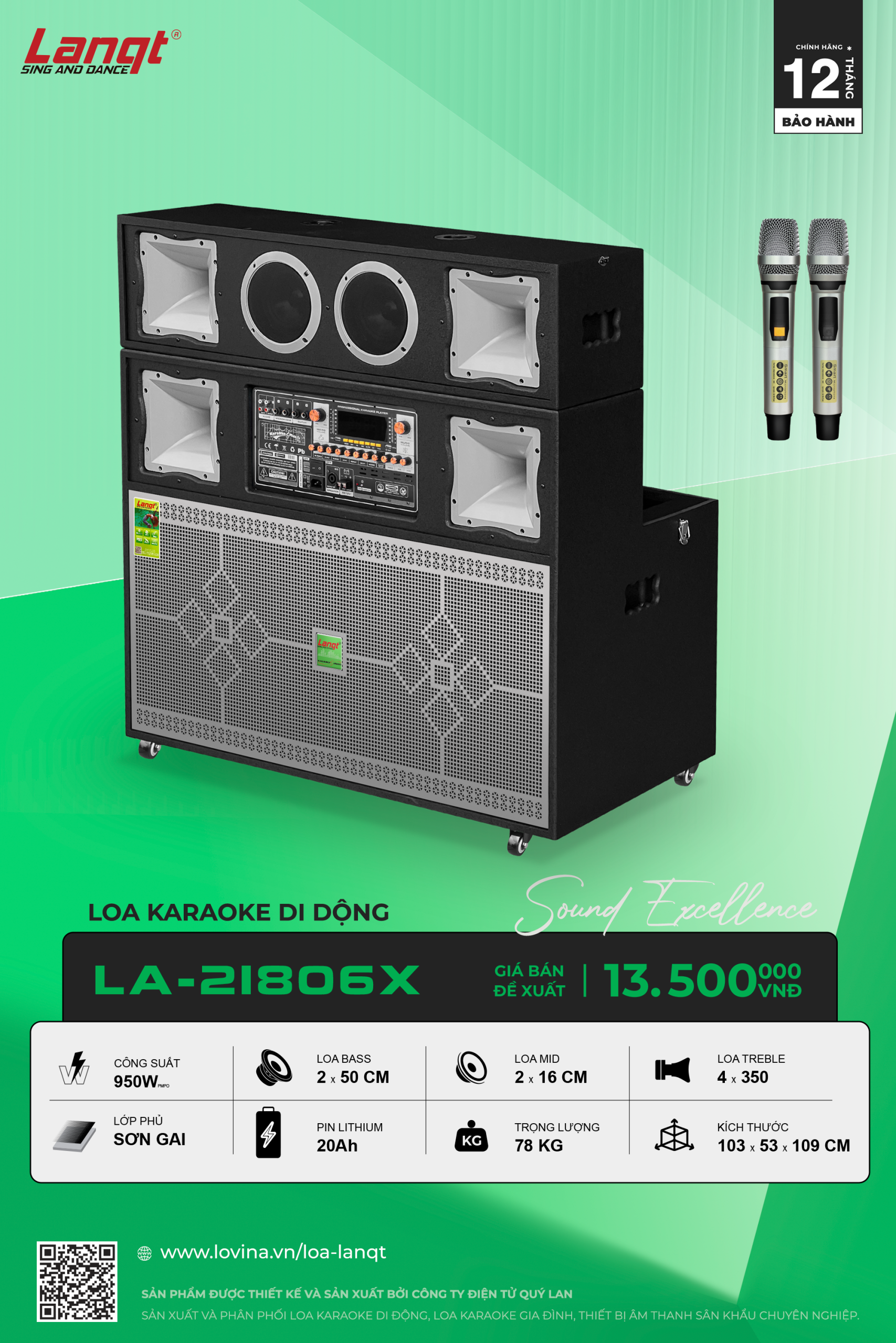 Lanqt LA21806 X scaled Lovina | Loa kéo, Loa karaoke, Âm thanh chính hãng