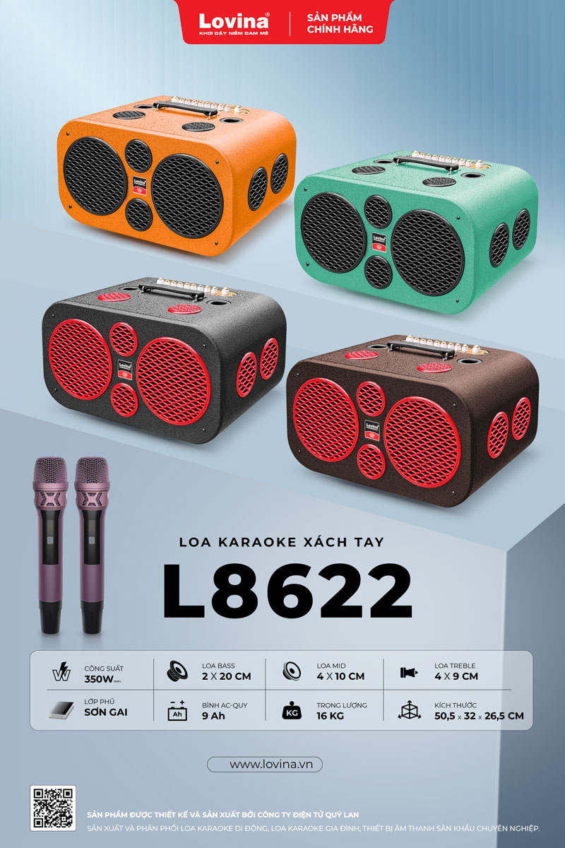 Lovina l8622 1 Lovina | Loa kéo, Loa karaoke, Âm thanh chính hãng