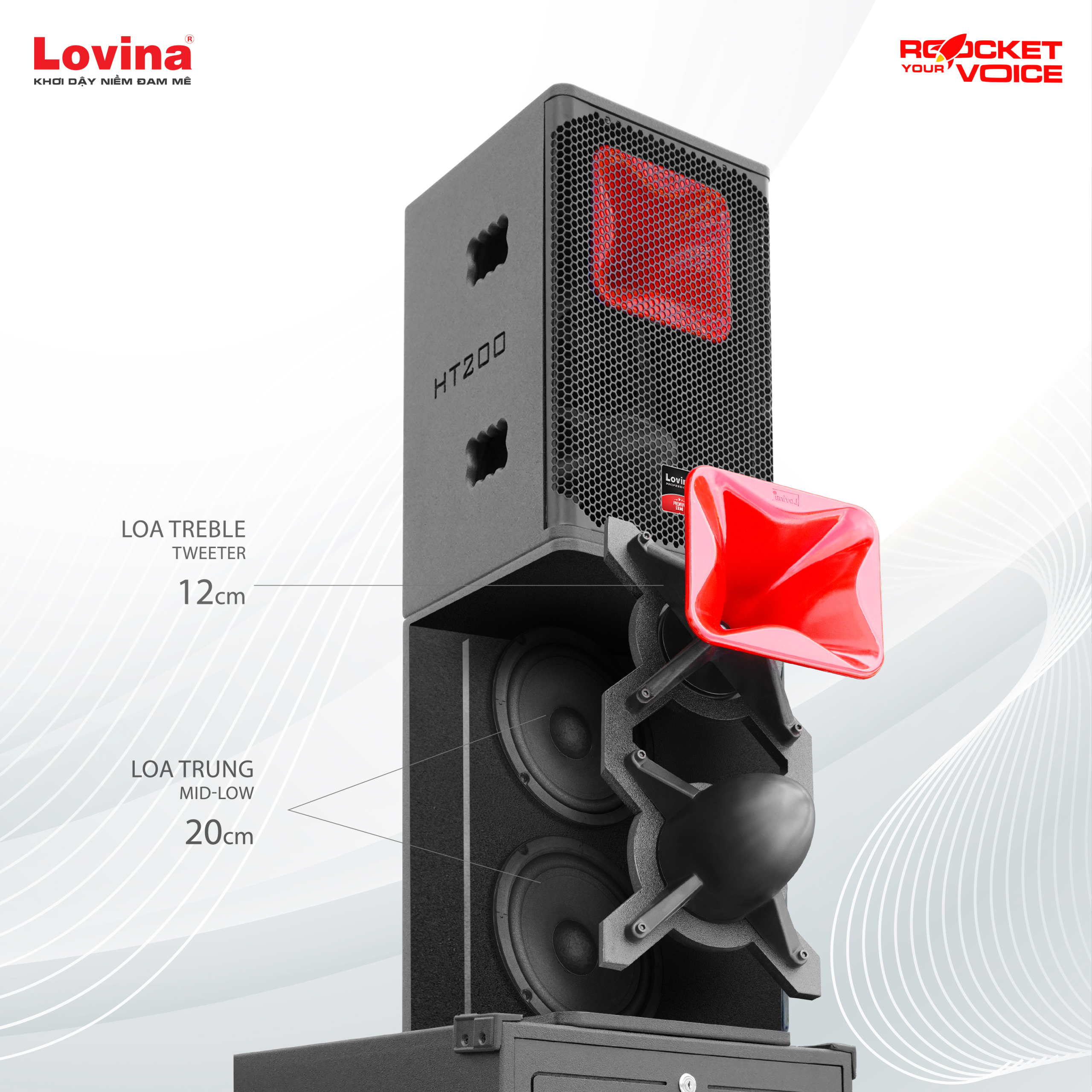 KB118HT10 BG TRANG scaled Lovina | Loa kéo, Loa karaoke, Âm thanh chính hãng