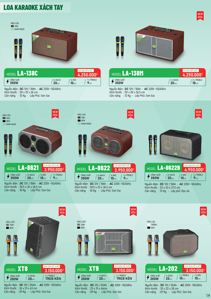 catalogue new 2026 01 Lovina | Loa kéo, Loa karaoke, Âm thanh chính hãng