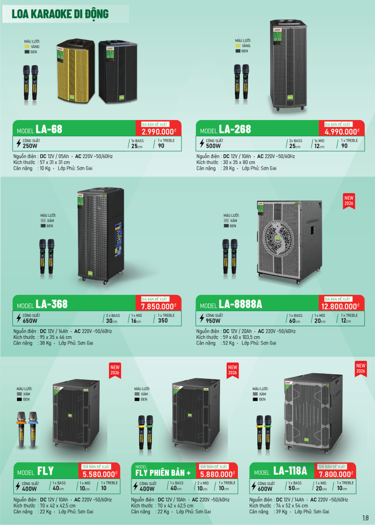 catalogue new 2026 05 Lovina | Loa kéo, Loa karaoke, Âm thanh chính hãng